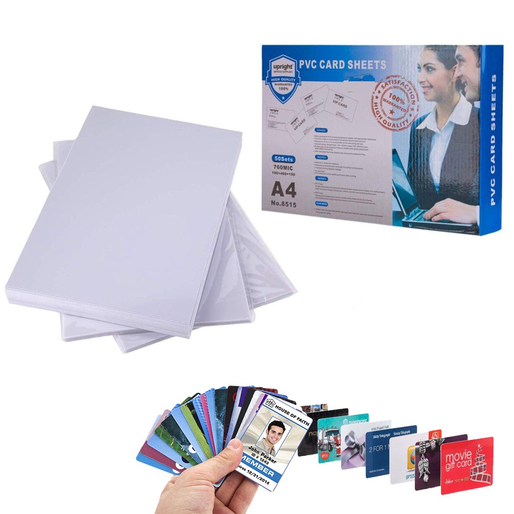 Set 100 folii PVC pentru carti de vizita, format A4, 760 microni, printabile inkjet, Bright Office - imagine 8